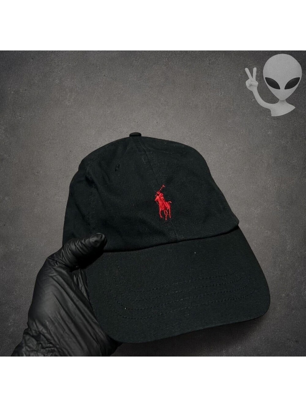 Polo Ralph Lauren Baseball Dad Hat Cap Unisex One Size Black Cotton Red Pony